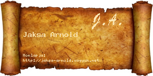 Jaksa Arnold névjegykártya
